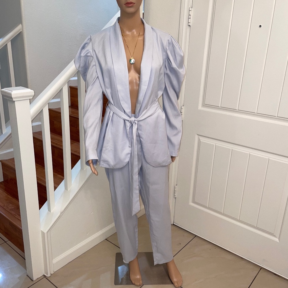 NWOT Shein Light Blue Blazer Pant Suit Size XL